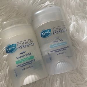 2 Secret clinical strength deodorant completely clean & unscented solid & gel